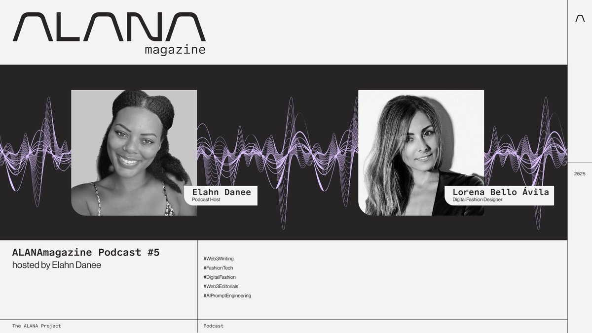 We had a wonderful 5th episode of the ALANAmagazine Podcast yesterday thanks to our lovely host, <a href="/Elahn_Danee/">Elahn Danee</a>, and fabulous guest, <a href="/studiolobe3D/">Lorena Bello</a>. 

Get inspired ✨ 
All links here: paragraph.xyz/@the-alana-pro…