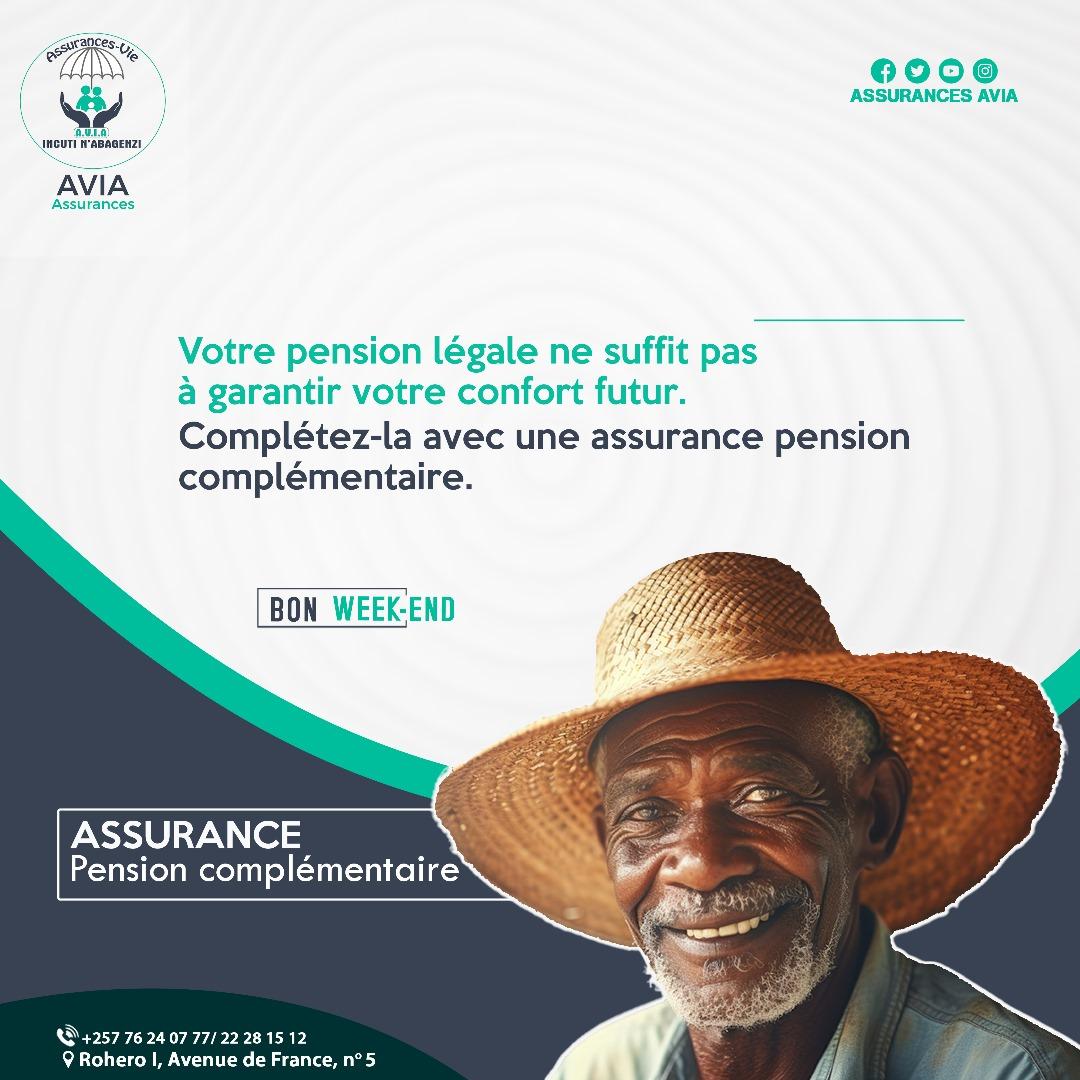Complétez votre pension légale une assurance pension complémentaire.
#assurance_pension_complémentaire 
#assurance_AVIA