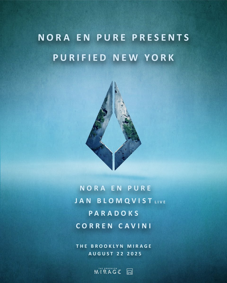 Nora En Pure (@noraenpure) on Twitter photo New York 🌊 our Purified New York lineup is here! We’ve lined up a night of blissful beats from myself, <a href="/JanBlomqvist_/">Jan Blomqvist</a> , <a href="/Paradoks_music/">Paradoks</a> and <a href="/correncavini/">Corren Cavini</a> ✨
Join us at the iconic Brooklyn Mirage on August 22, 2025 💙 New York 🌊 our Purified New York lineup is here! We’ve lined up a night of blissful beats from myself, <a href="/JanBlomqvist_/">Jan Blomqvist</a> , <a href="/Paradoks_music/">Paradoks</a> and <a href="/correncavini/">Corren Cavini</a> ✨
Join us at the iconic Brooklyn Mirage on August 22, 2025 💙