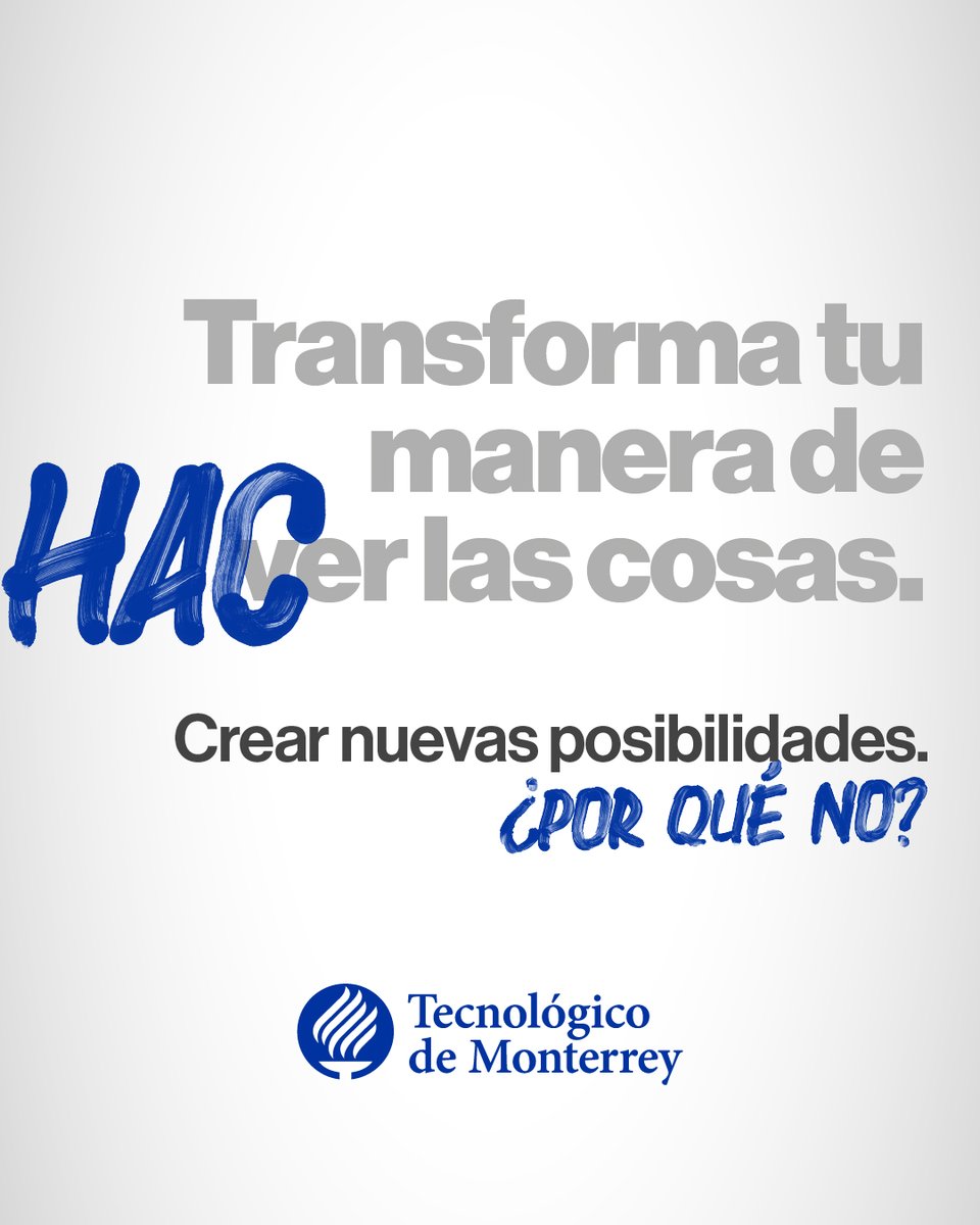 TecdeMonterrey's tweet photo. En el Tec de Monterrey cuestionamos y retamos el status quo para generar soluciones innovadoras que transformen la realidad.  

¿Por qué no? https://t.co/aCHC9h8AVQ