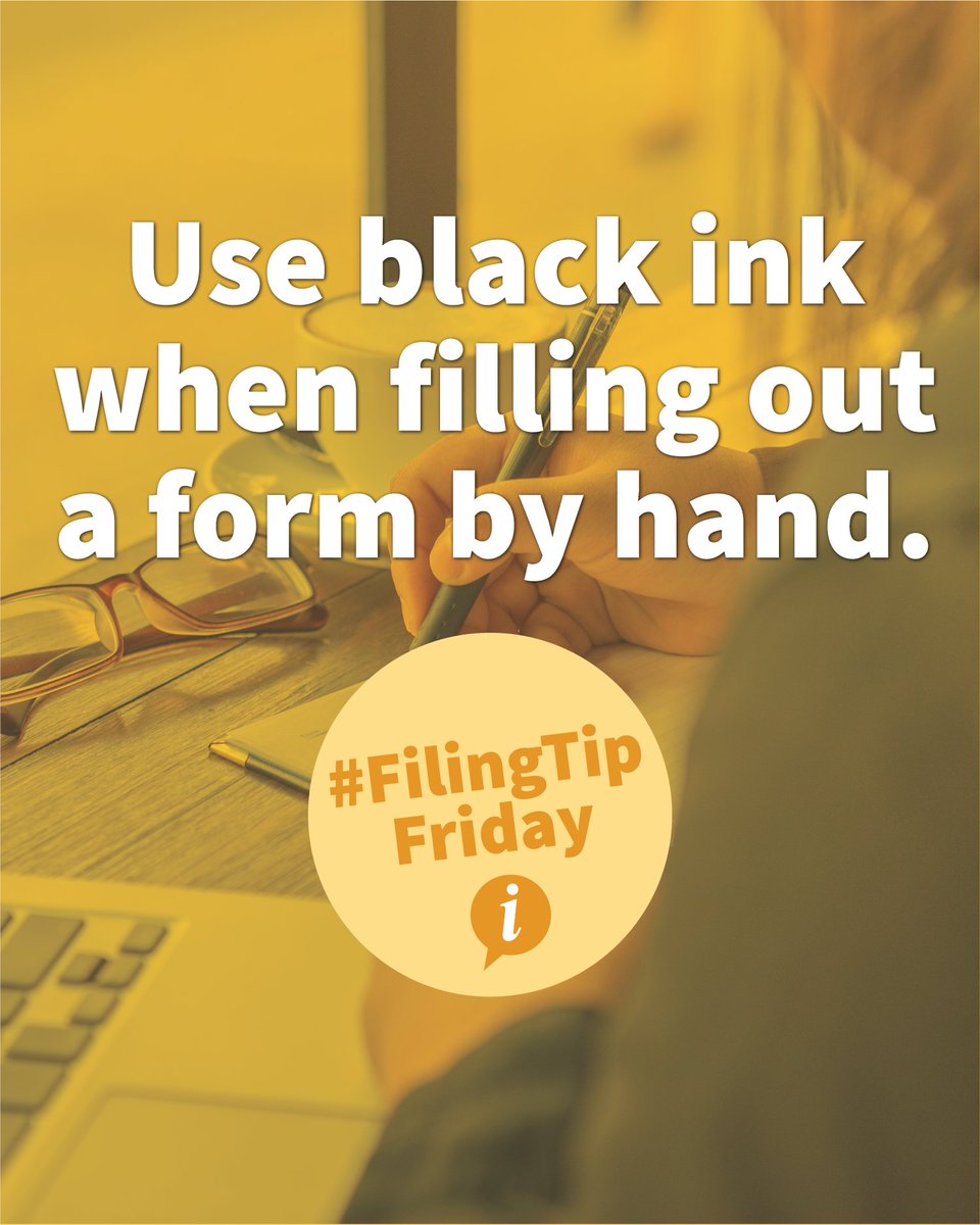 USCIS's tweet photo. #FilingTipFriday: If you're paper-filing a form and want to write your answers by hand, use black ink. Do not use blue, red, or green ink pens. Make sure your entries are neat, your handwriting is legible, and your answers fit within the space provided. https://t.co/phxv5CI5Ec https://t.co/TtxU8gs9Q2