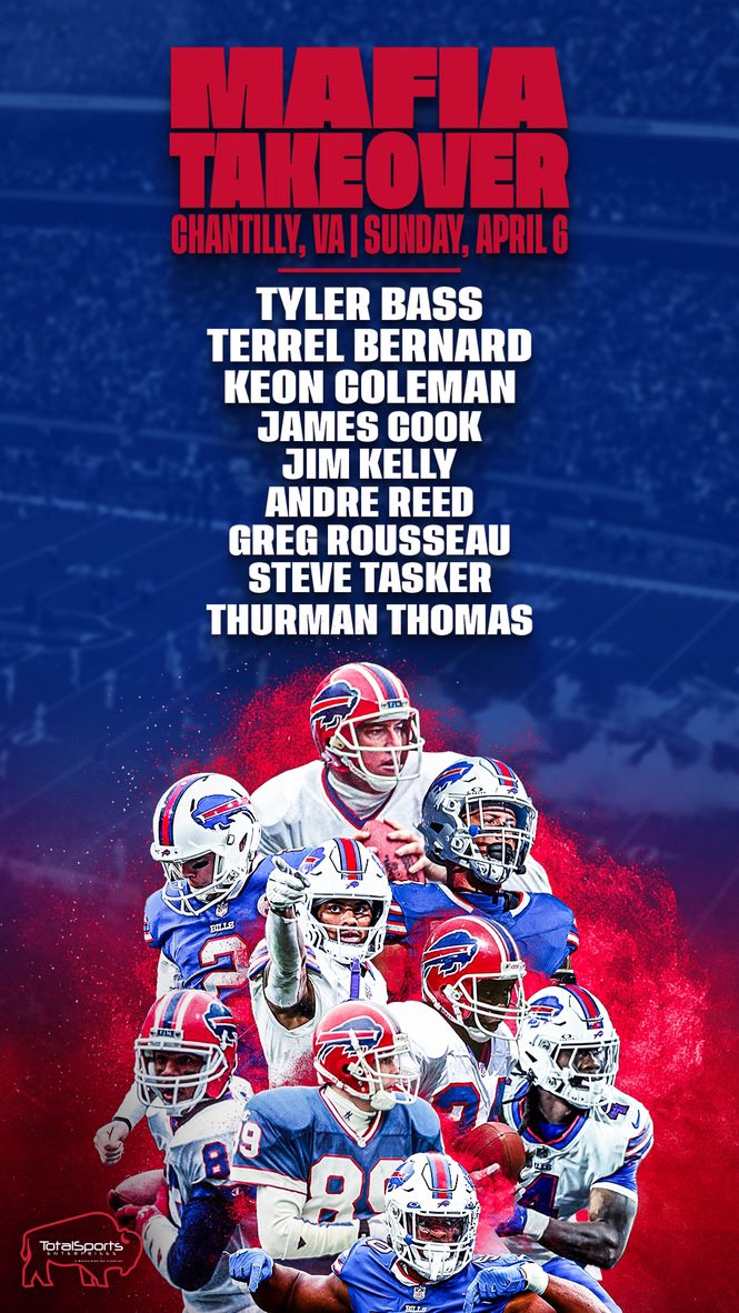 Gregory Rousseau 🪬 (@gregrousseau) on Twitter photo Bills Mafia - come out to the Dulles Expo Center in Chantilly to see me,
my teammates and Bills legends courtesy of <a href="/TSEBuffalo/">Total Sports Buffalo</a> Click here
for more info
shorturl.at/LdZUQ Bills Mafia - come out to the Dulles Expo Center in Chantilly to see me,
my teammates and Bills legends courtesy of <a href="/TSEBuffalo/">Total Sports Buffalo</a> Click here
for more info
shorturl.at/LdZUQ