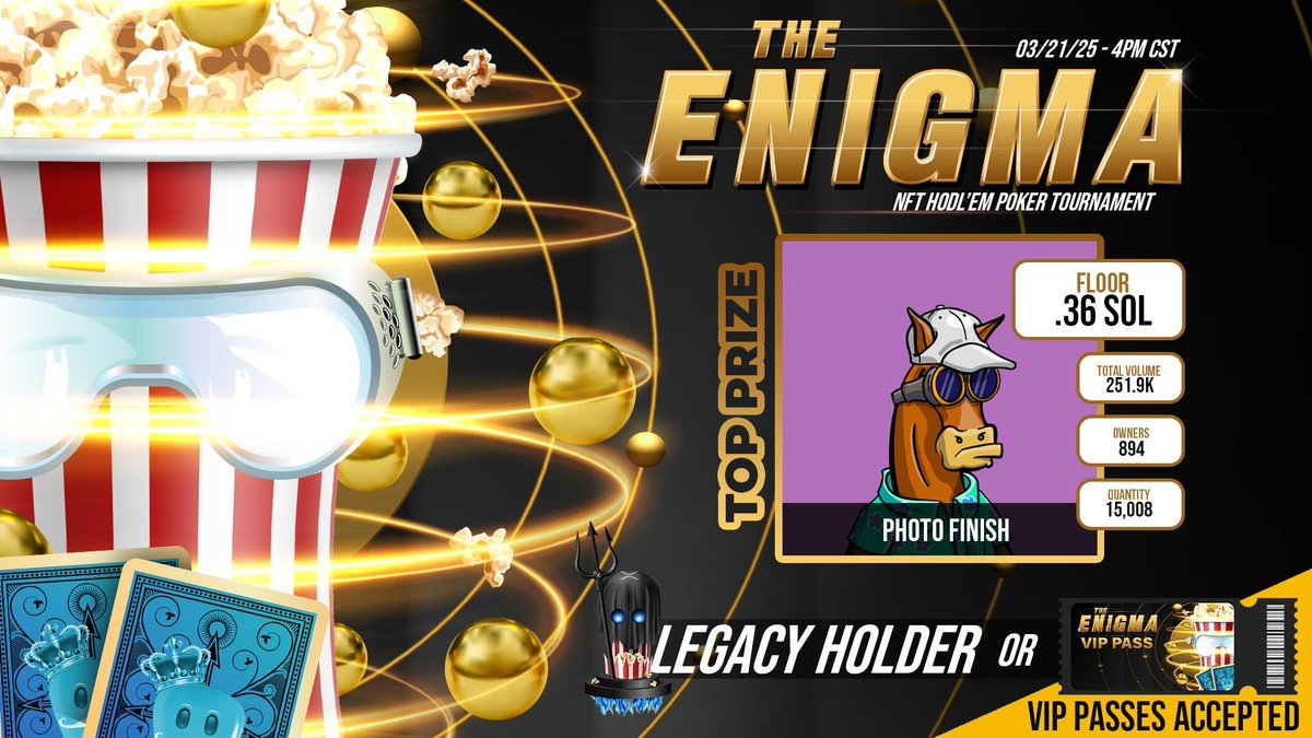 CryptoCorn (@cryptocorn_io) on Twitter photo βοΈβοΈ THE ENIGMA βοΈβοΈ
Poker Tournament Today at 4pm CST β°
π Win this awesome <a href="/photofinishgame/">Photo Finishβ’ LIVE πΉ π Virtual Horse Racing</a> NFT
Exotic & Legacy holder OR π VIP Pass from Elons Emporium π«
Check out our website, your central hub for navigating the CryptoCorn ecosystem π
cryptocorn.io βοΈβοΈ THE ENIGMA βοΈβοΈ
Poker Tournament Today at 4pm CST β°
π Win this awesome <a href="/photofinishgame/">Photo Finishβ’ LIVE πΉ π Virtual Horse Racing</a> NFT
Exotic & Legacy holder OR π VIP Pass from Elons Emporium π«
Check out our website, your central hub for navigating the CryptoCorn ecosystem π
cryptocorn.io