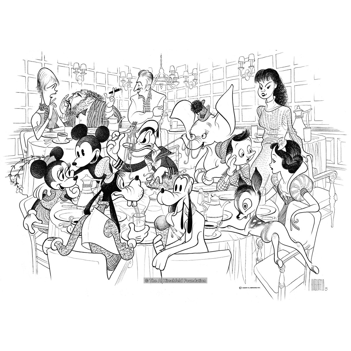 AlHirschfeld's tweet photo. With Disney’s Snow White opening today, here’s Hirschfeld’s drawing of Disney’s first princess from The Art of Walt Disney, 1973

Plus check out Hirschfeld’s critical review of Snow White from 1937:
https://t.co/yWSQZIVFyx https://t.co/BHTtXvdcm1