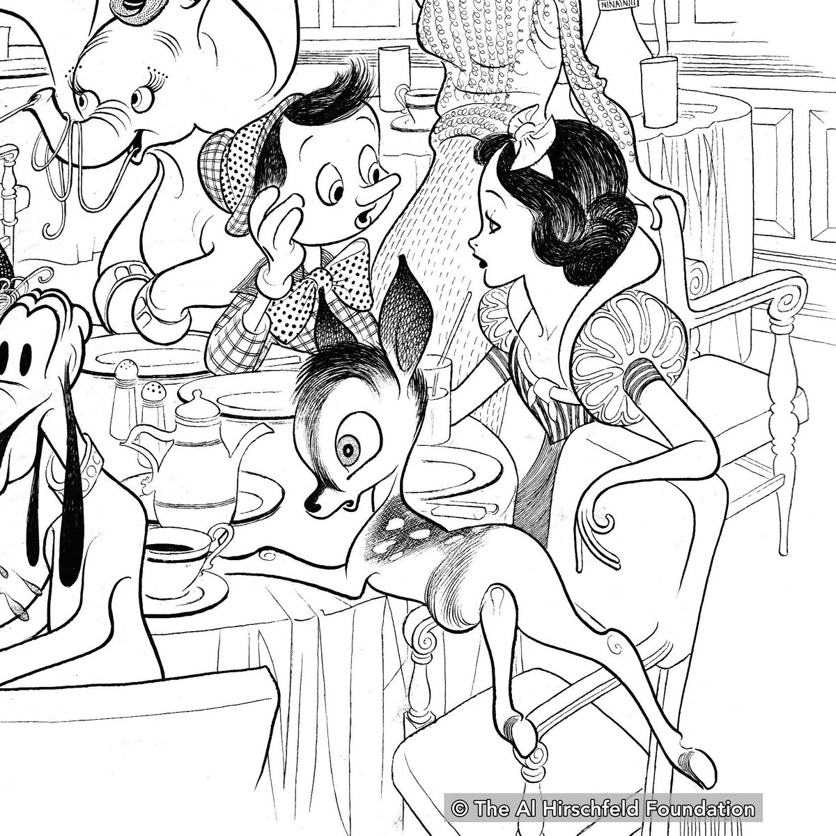 AlHirschfeld's tweet photo. With Disney’s Snow White opening today, here’s Hirschfeld’s drawing of Disney’s first princess from The Art of Walt Disney, 1973

Plus check out Hirschfeld’s critical review of Snow White from 1937:
https://t.co/yWSQZIVFyx https://t.co/BHTtXvdcm1