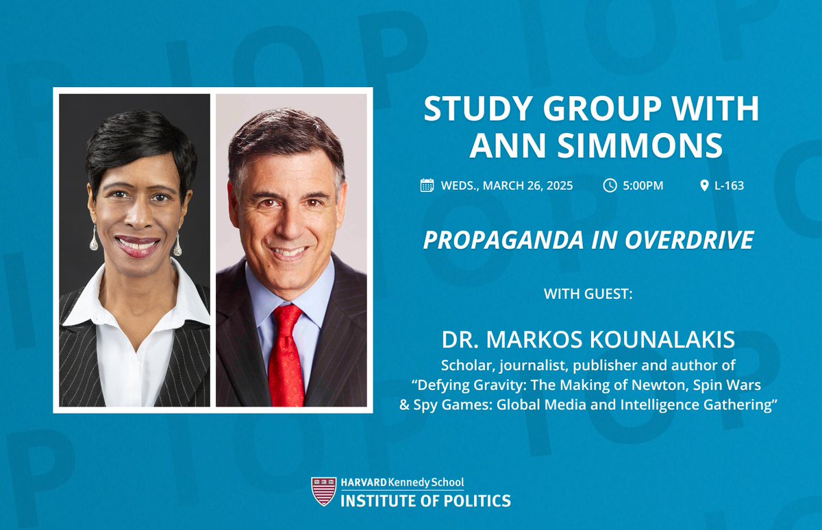 Weds., 3/26: Ann Simmons (<a href="/AMSimmons1/">Ann M. Simmons</a>) is joined by
Dr. Markos Kounalakis to discuss Russia's use of political propaganda, state-sponsored news, and the impact of foreign media on intelligence and diplomacy

🎟️RSVP: ken.sc/annsimmons-wee…