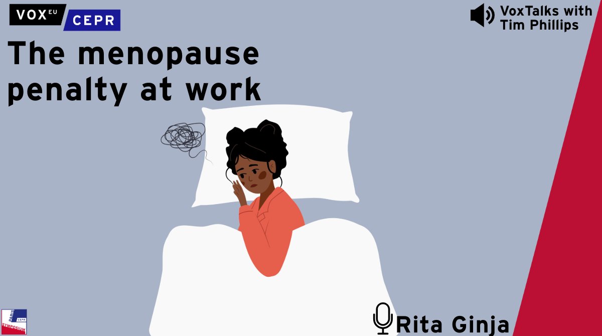 VoxEU (@voxeu) on Twitter photo What are the consequences of menopause, both for women's health and their earnings? In the latest #VoxTalks <a href="/RitaGinja/">Rita Ginja</a> <a href="/UiB/">Universitetet i Bergen</a> tells <a href="/timsvengali/">Tim Phillips Talk Normal</a> about the menopause penalty, and the difference that education and choice of career can make
🎧 cepr.org/multimedia/men… What are the consequences of menopause, both for women's health and their earnings? In the latest #VoxTalks <a href="/RitaGinja/">Rita Ginja</a> <a href="/UiB/">Universitetet i Bergen</a> tells <a href="/timsvengali/">Tim Phillips Talk Normal</a> about the menopause penalty, and the difference that education and choice of career can make
🎧 cepr.org/multimedia/men…