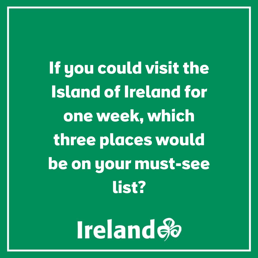 If you could visit the Island of Ireland for one week, which three places would be on your must-see list?☘️

#FillYourHeartWithIreland