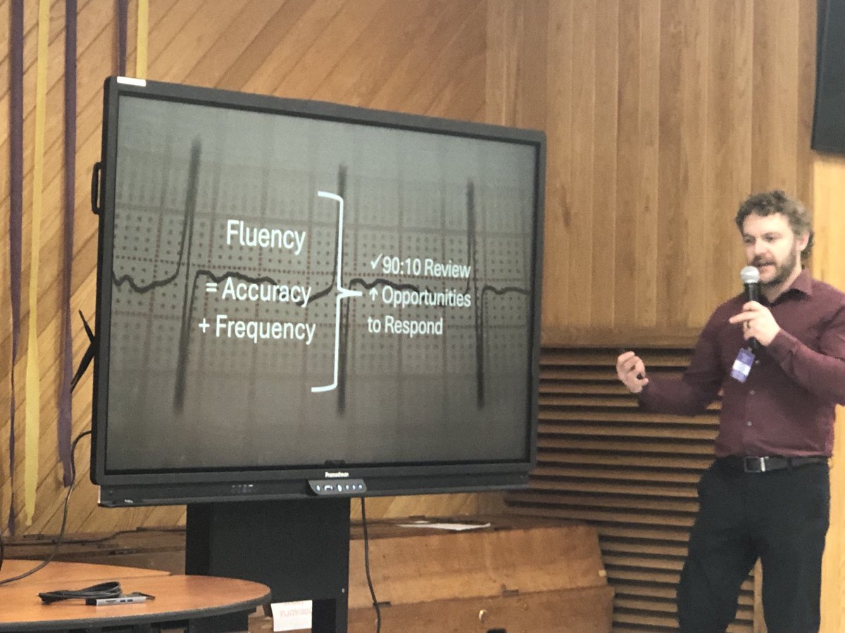 LearnLead_'s tweet image. ⁦@MrZachG⁩ explaining the connection between opportunities to respond and fluency to our teachers and administrators #scienceoflearning