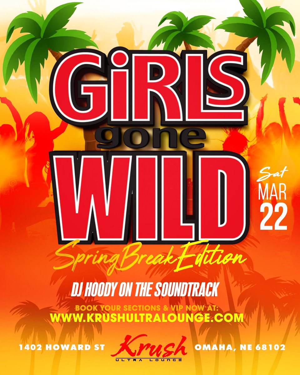 KrushOmaha's tweet photo. Spring Break is heating up at Girls Gone Wild: Spring Break Edition tomorrow, March 22nd! 🔥 DJ AK is on the soundtrack, keeping the vibes wild all night long. VIP booths and hookah are available 🌴 lock yours in and let’s turn up! https://t.co/gqWTTbZSVC