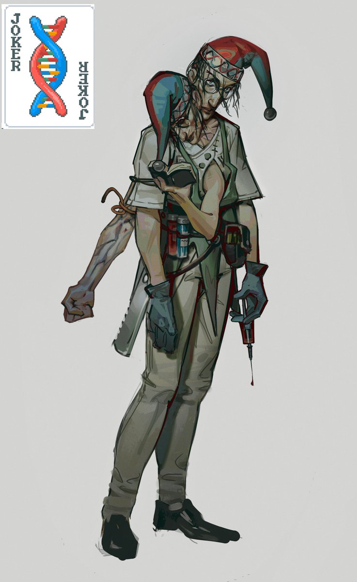 parash_sas's tweet photo. Another joker from Balatro! This time, I tried to design the DNA Joker who duplicates cards. Got any ideas for other jokers? I really enjoy this!

#balatro #joker #characterdesign #conceptart #humanizacion https://t.co/IfnvPD0XMR