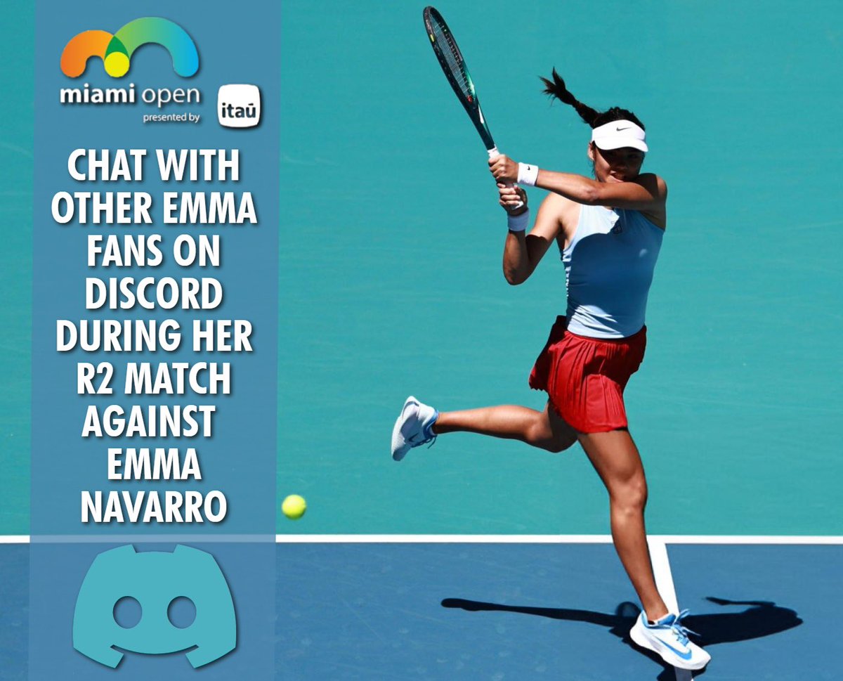 Follow Emma Raducanu’s match against Emma Navarro 🇺🇸 at the <a href="/MiamiOpen/">Miami Open</a> 🇺🇸🐬 with other Emma fans on Discord 👇

discord.gg/br7ajcb6sa