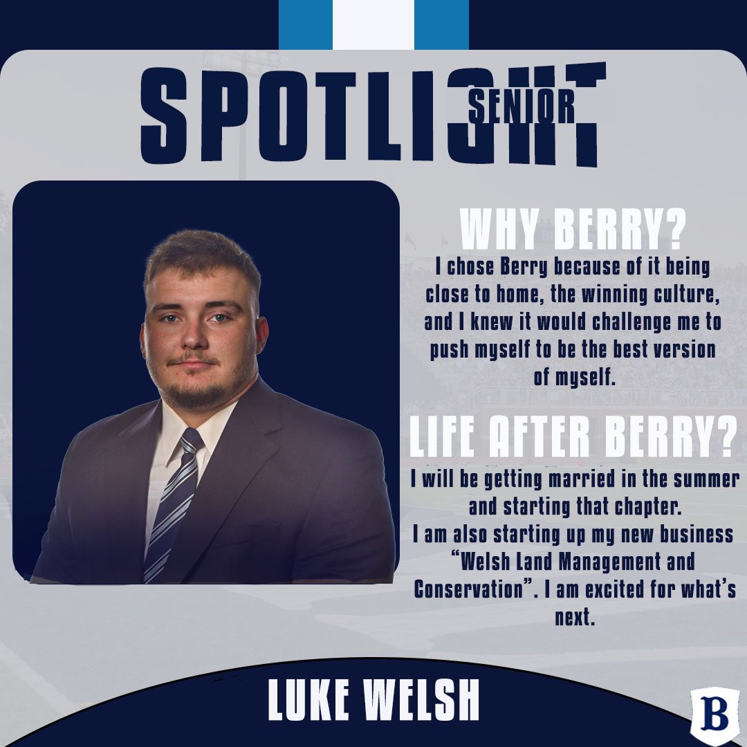 Senior Spotlight 🎓- Luke Welsh

#BerryFootball #SeniorSpotlight #Classof2025 #BUILD #KeepClimbing #d3fb