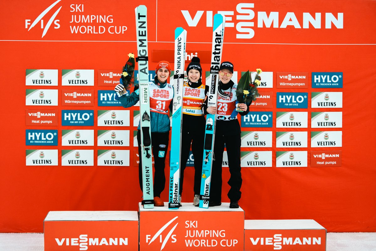 Salpausselän kisat – Lahti Ski Games (@lahtiskigames) on Twitter photo Nika Prevc dominates the World Cup final in Lahti with a record-breaking victory!
🥇 Nika Prevc 🇸🇮 328.8p
🥈 Selina Freitag 🇩🇪 277.4p
🥉 Ema Klinec 🇸🇮 274.4p
📁 medias2.fis-ski.com/pdf/2025/JP/31…
<a href="/FISskijumping/">Viessmann FIS Ski Jumping World Cup</a> | #fisskijumping #skijumping #lahtiskigames Nika Prevc dominates the World Cup final in Lahti with a record-breaking victory!
🥇 Nika Prevc 🇸🇮 328.8p
🥈 Selina Freitag 🇩🇪 277.4p
🥉 Ema Klinec 🇸🇮 274.4p
📁 medias2.fis-ski.com/pdf/2025/JP/31…
<a href="/FISskijumping/">Viessmann FIS Ski Jumping World Cup</a> | #fisskijumping #skijumping #lahtiskigames
