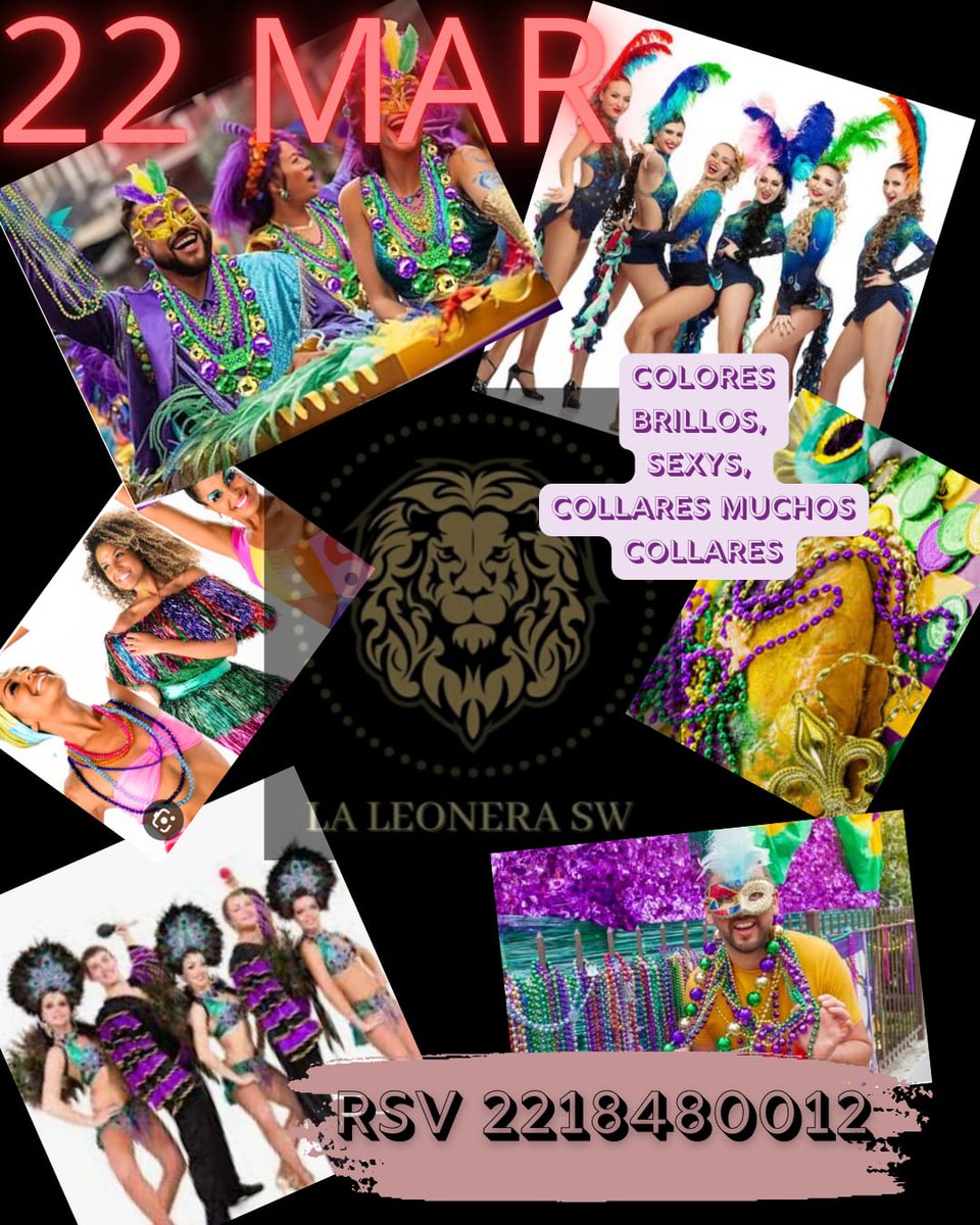 La leonera SW (@leoneraswpue) on Twitter photo 🔥¡La noche más salvaje te espera en @laLeoneraSw🔥
Carnaval, Fiesta, Colores, Brillos, Collares, Lencería muuy Sexy, tangas de colores más collares, muchos collares de colores que serán parte del juego 😈😈
Entra en nuestro territorio, donde los instintos mandan y el placer.... 🔥¡La noche más salvaje te espera en @laLeoneraSw🔥
Carnaval, Fiesta, Colores, Brillos, Collares, Lencería muuy Sexy, tangas de colores más collares, muchos collares de colores que serán parte del juego 😈😈
Entra en nuestro territorio, donde los instintos mandan y el placer....