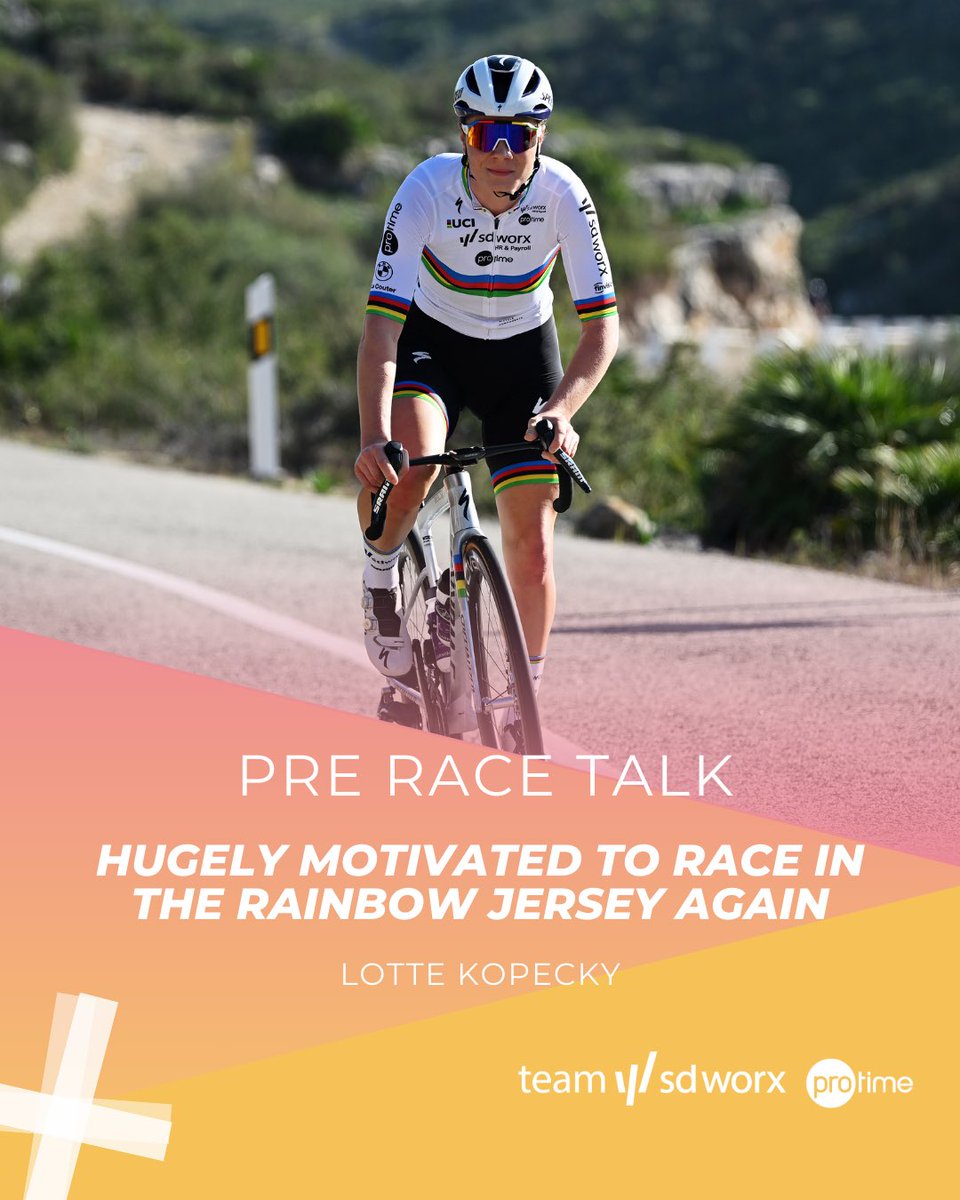 World champion Lotte Kopecky starts her racing season in Milan-Sanremo. 🇮🇹👊🏼

You can find her full reaction on our website. 👇🏼

teamsdworxprotime.com/en/news/msrpre…

#wesparksuccess