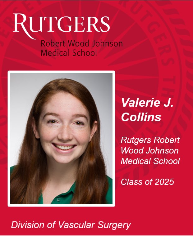 Bill Beckerman (@billbeckerman) on Twitter photo Thrilled to announce we Matched Valerie Collins <a href="/vjcollins/">Valerie Collins</a> into our Integrated Vascular Surgery Residency as she chose to continue her training here at <a href="/RWJMS/">Rutgers RWJMedSchool</a>!
Congrats to Val as well as the rest of her <a href="/FutureVascSurgn/">FutureVascSurgeons</a> colleagues in #VascularMatch2025!
#Match2025 #JerseyStrong Thrilled to announce we Matched Valerie Collins <a href="/vjcollins/">Valerie Collins</a> into our Integrated Vascular Surgery Residency as she chose to continue her training here at <a href="/RWJMS/">Rutgers RWJMedSchool</a>!
Congrats to Val as well as the rest of her <a href="/FutureVascSurgn/">FutureVascSurgeons</a> colleagues in #VascularMatch2025!
#Match2025 #JerseyStrong