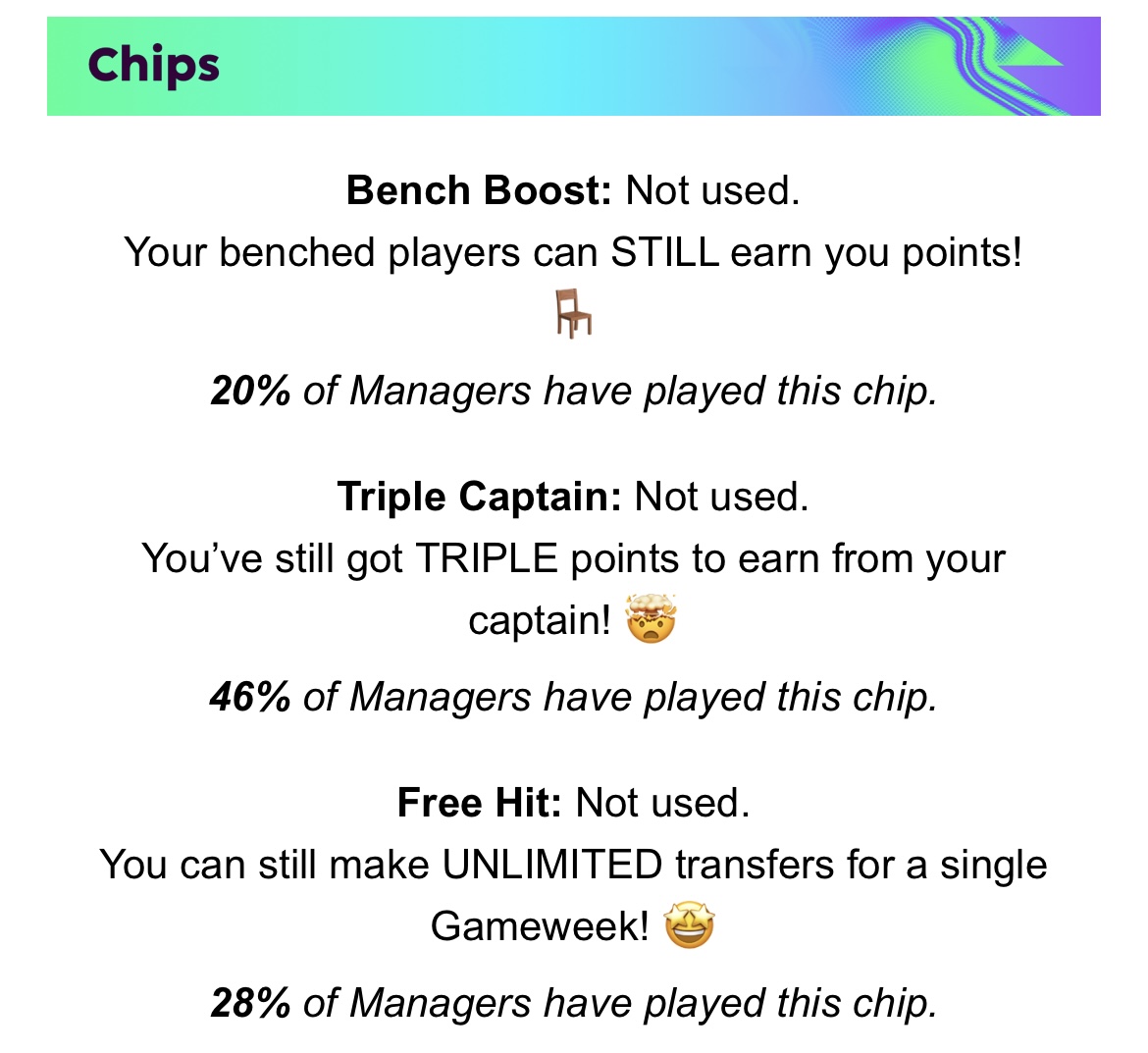 TheFPLarena's tweet photo. Excited for chip season 🍟 https://t.co/cE5452c8we
