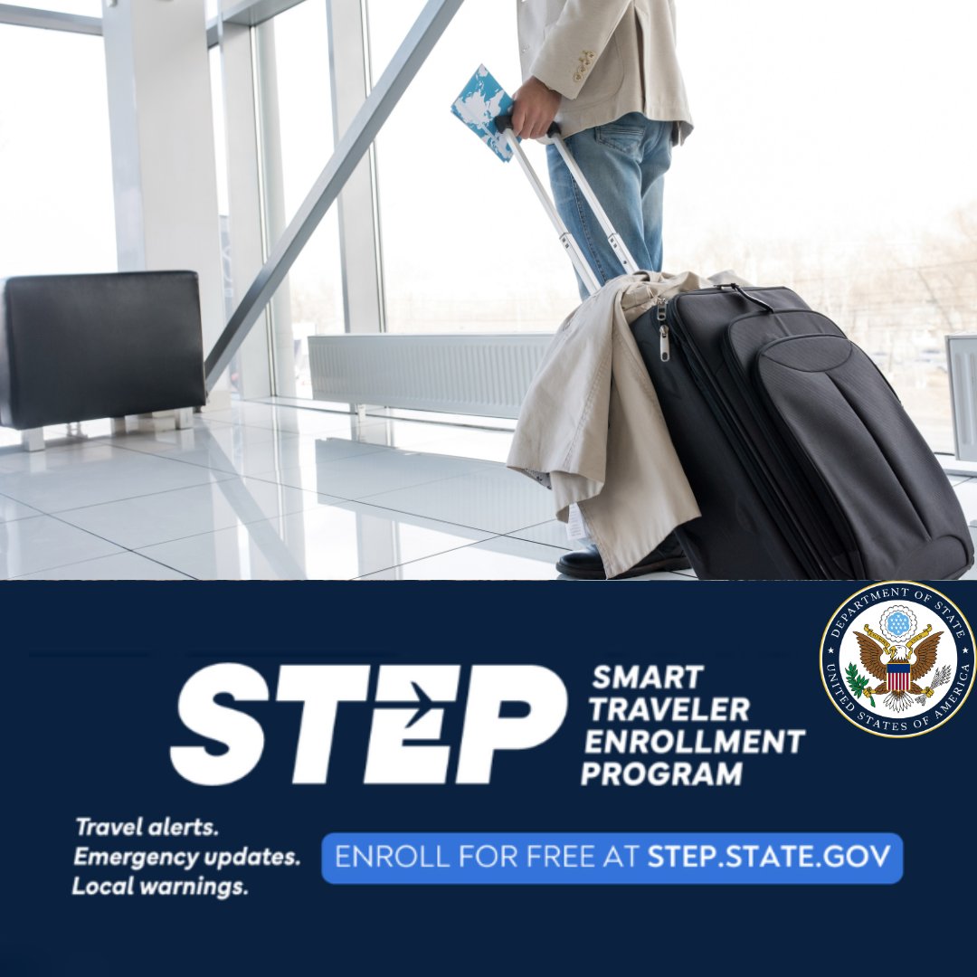 USAinUKConsular's tweet image. #USCitizens Stay one STEP ahead by enrolling in the Smart Traveler Enrollment Program (STEP) to receive travel and security updates. This will help U.S. Embassy London, U.S. Consulate General Edinburgh, and U.S. Consulate General Belfast reach you in an emergency and provide…