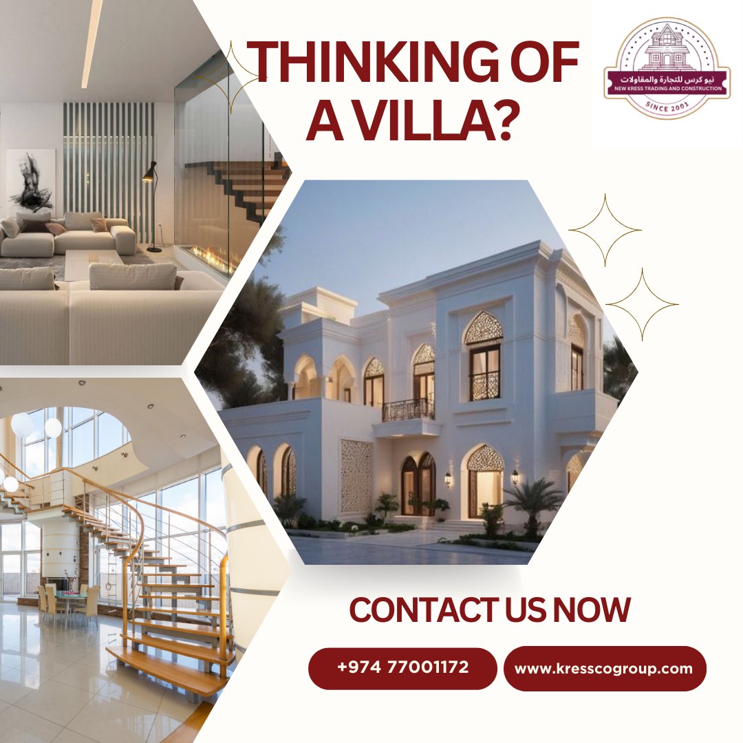 KressCoGroup's tweet photo. "Dreaming of your perfect villa? 📷📷 Whether you’re planning a new construction, extension, or modification — we make your vision a reality. Contact New Crest Trading &amp; Contracting today to bring your dream villa to life!
#VillaConstruction #LuxuryVillas #QatarConstruction https://t.co/egGGW0Boes