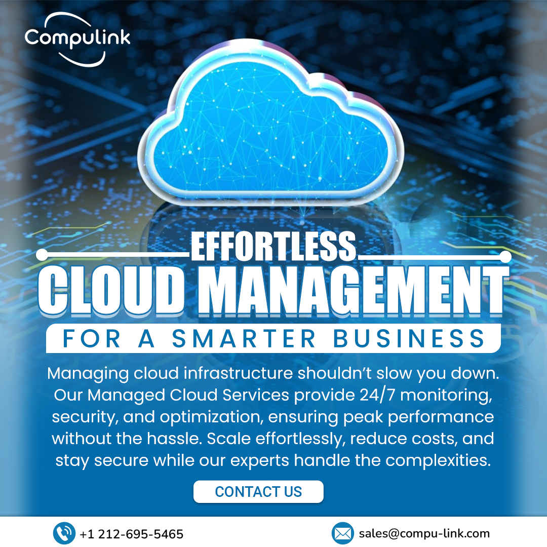 CompulinkTech's tweet image. Take your business to the next level with smart cloud management! From security to performance optimization, our managed cloud solutions ensure smooth scaling and hassle-free operations. 
.
📩 sales@compu-link.com
📞  +1 212-695-5465
.
#Compulink #CloudSolutions #ManagedCloud