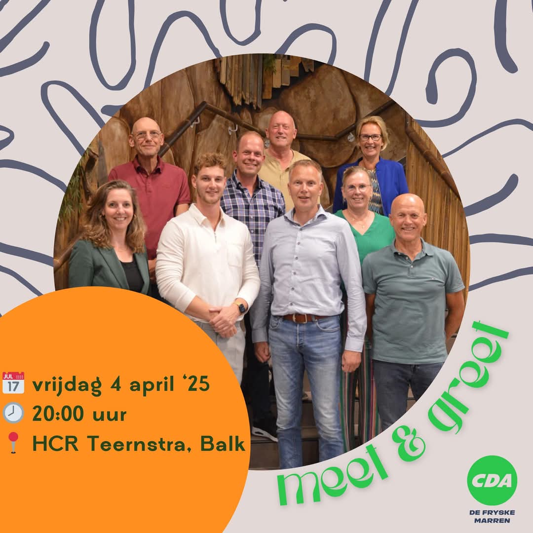 Op verschillende locaties in onze gemeente organiseren we drie avonden waarop je kennis kunt maken met de CDA-raadsleden en wethouders. Dé perfecte gelegenheid om op een laagdrempelige en informele manier meer te leren over de gemeentepolitiek! 💚 #cda #cdadfm #meetandgreet