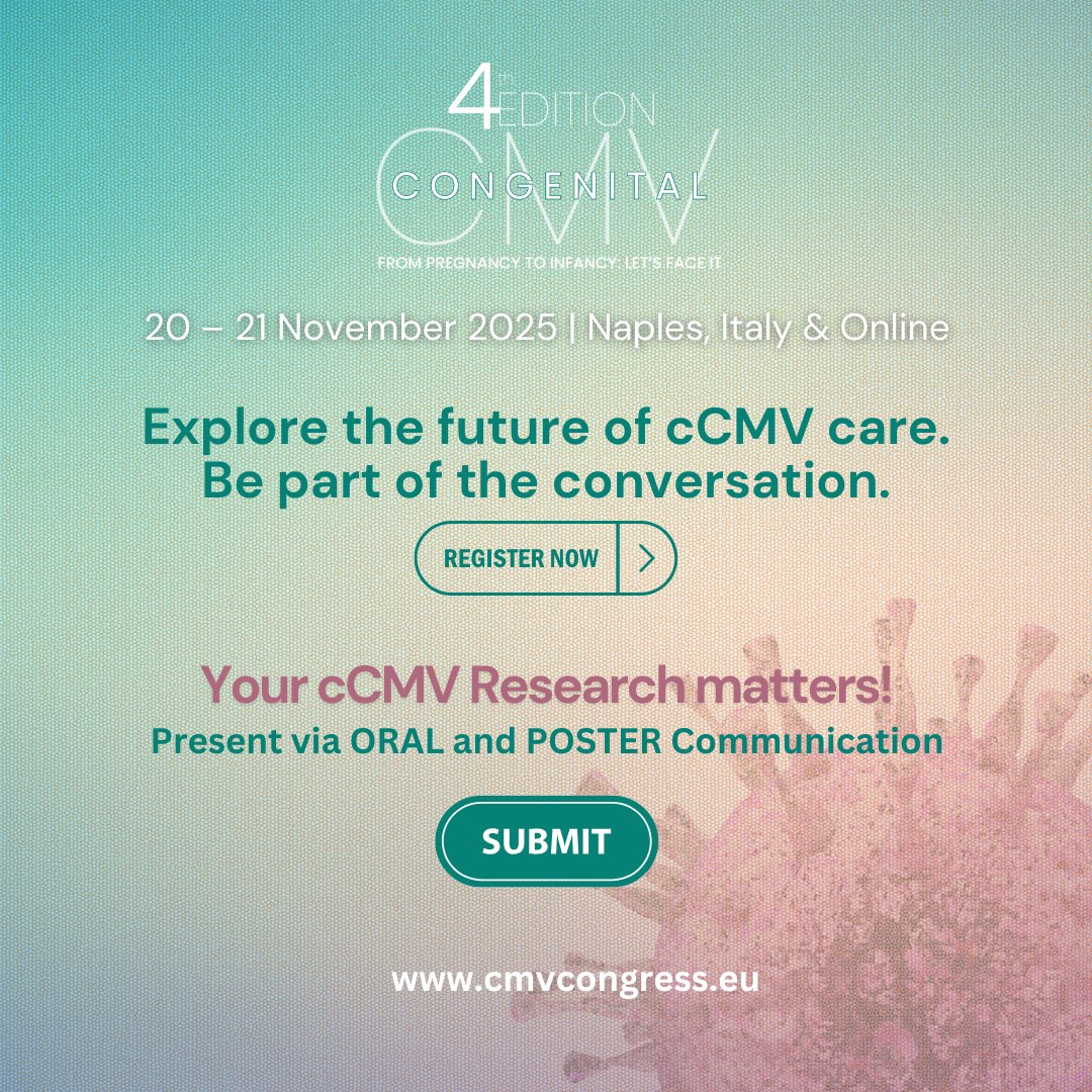 CMV_Congress's tweet image. Join leading minds from various disciplines as they come together to exchange insights, share groundbreaking research, and shape the future of care for mothers and newborns affected by #cCMV
Submit abstract here👉: bit.ly/CMV-ABSTRACT
Register here✅: bit.ly/CMV-REGISTER