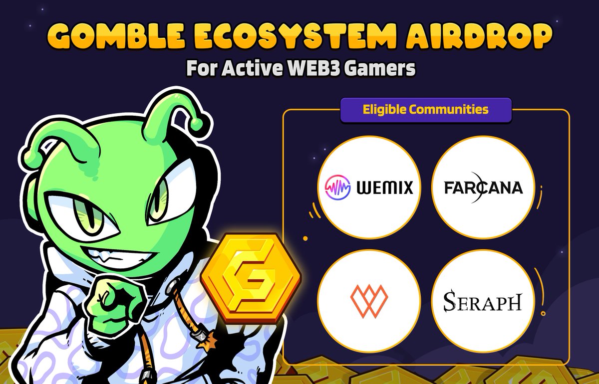 Web3 gaming has been full of empty promises.

That changes now.

At GOMBLE we believe in rewarding real players—the ones who built this space, played through the chaos &amp; never left.

Hence, our 1st Ecosystem Airdrop goes straight to the most battle-tested gaming communities 👇
