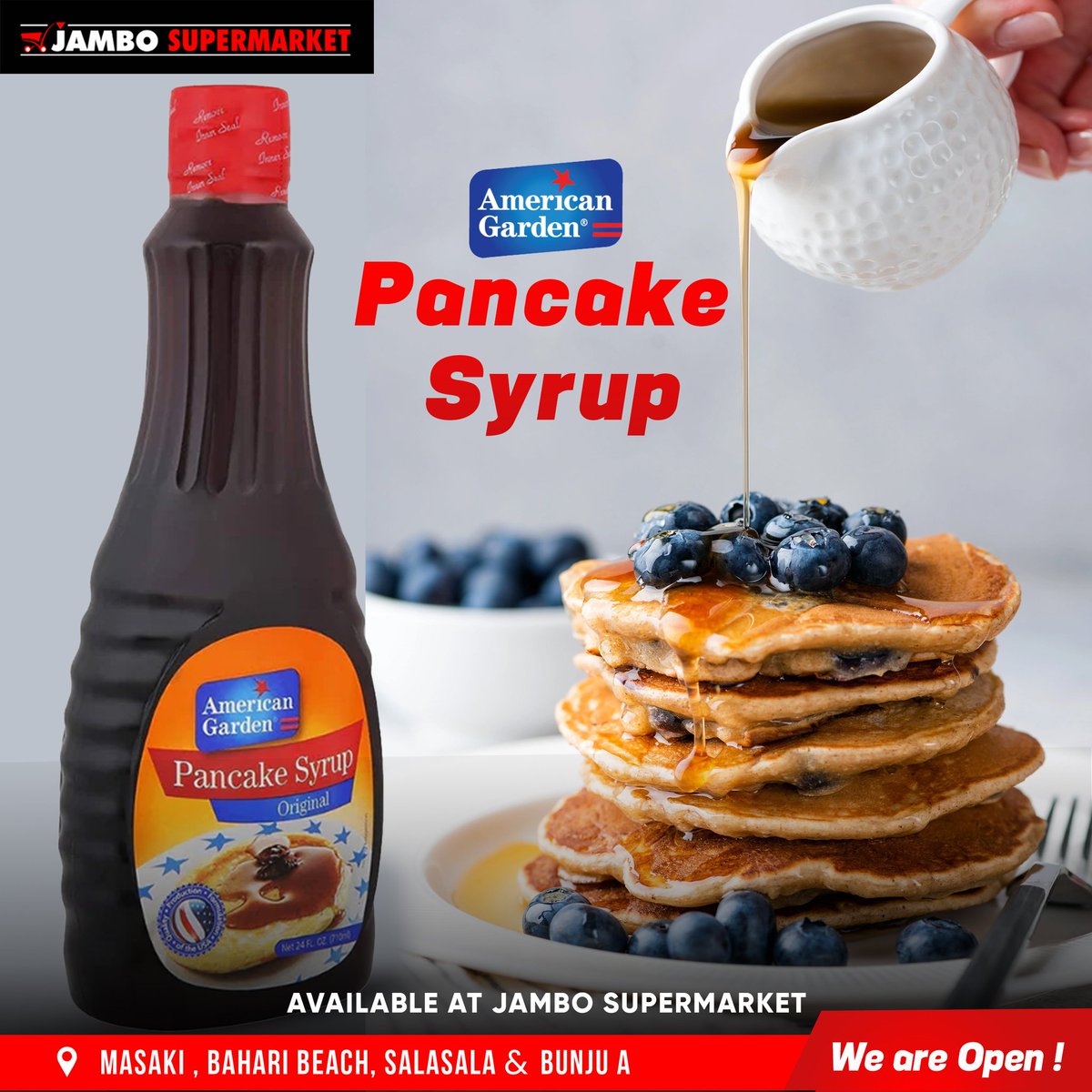 OfficialJamboTz's tweet photo. From pancakes to waffles, we’ve got the perfect syrup for every bite! 🥞🍯✨ Find all kinds of syrup at Jambo Supermarket – Masaki, Bahari Beach, Salasala &amp; Bunju A

#JamboSupermarket #SweetChoices #SyrupLovers #pancakesyrup https://t.co/WCizgVxL9T
