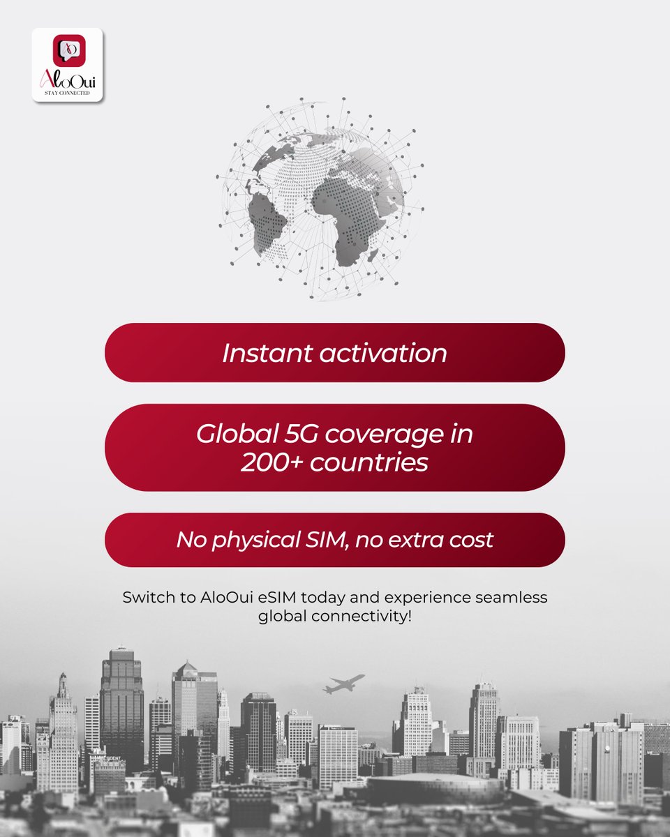 alooui_esim's tweet image. Lost in a new city with no internet? Struggling with slow public WiFi? Paying too much for roaming?
With AloOui eSIM, you get instant activation, reliable coverage, and clear pricing! Stay connected and stress-free!

#AloOuiESIM #InstantSetup #iOS #android #5G #traveltips