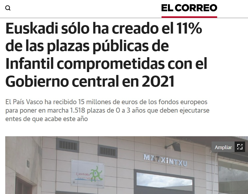 Eta bitartean ehundaka familia plaza publikorik gabe geratu da azken hiru urtetan.
Eta hezkuntza akordioaren izpiritua berreskuratu behar omen da.
Eta txanpainakin ospatu zuen lan akordioa sinatzea sindikatuak.