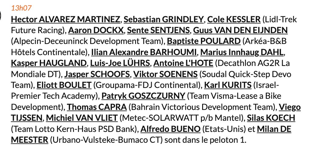 Youngster Coast Challenge - Names in the G1 by Directvelo: