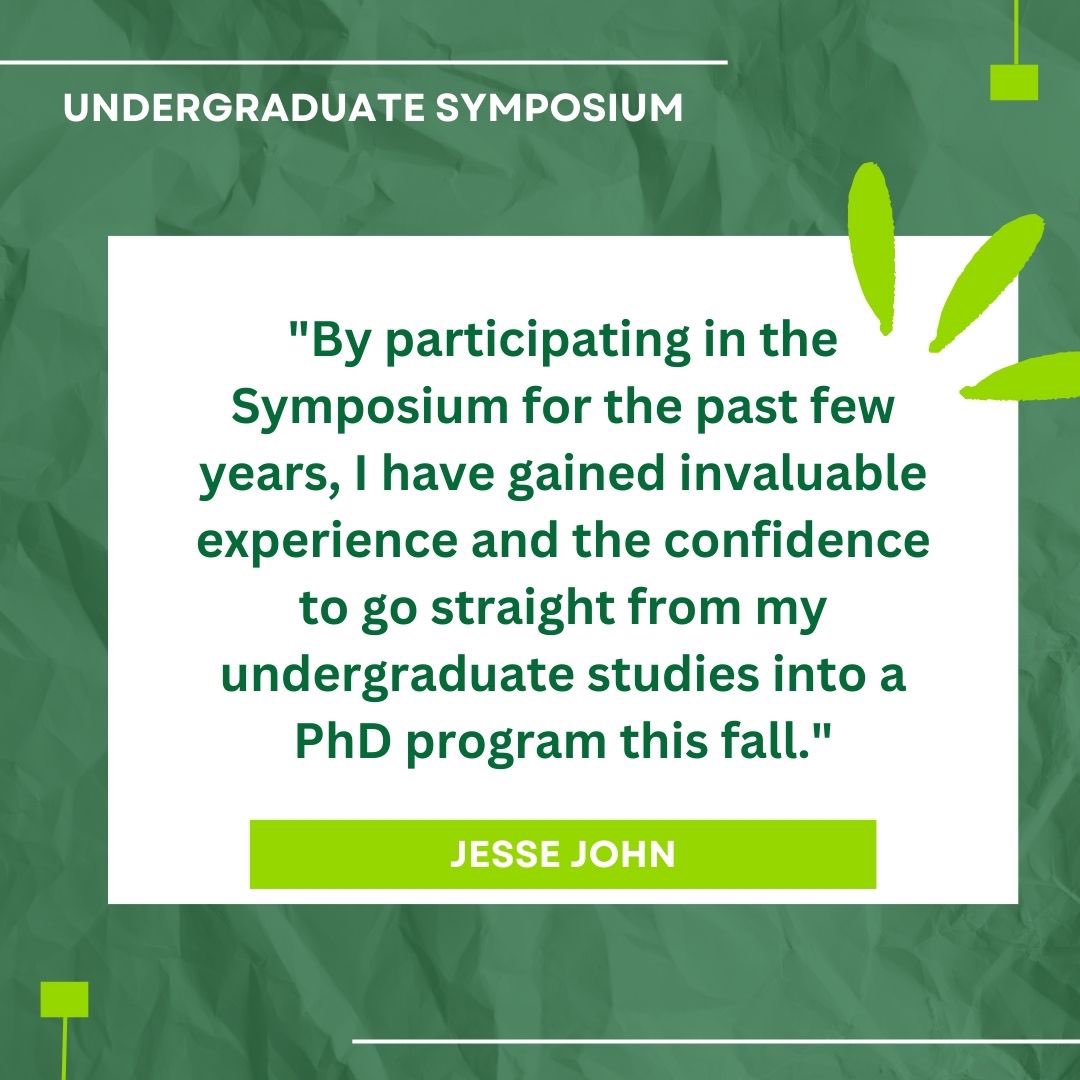 We are excited to announce that your peer Jesse John will serve as the 45th annual Undergraduate Symposium student emcee for the Keynote Luncheon. Swipe to learn a little bit more about Jesse. We’ll see you in a week!# #UGS45