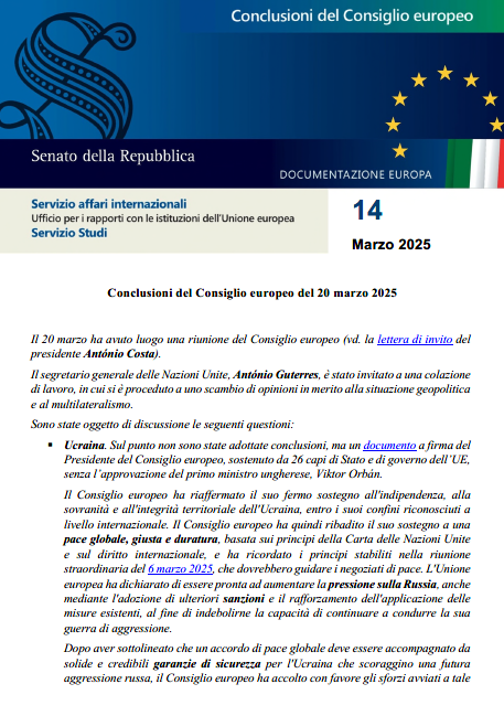 Conclusioni del Consiglio europeo del 20 marzo 2025 - senato.it/service/PDF/PD…