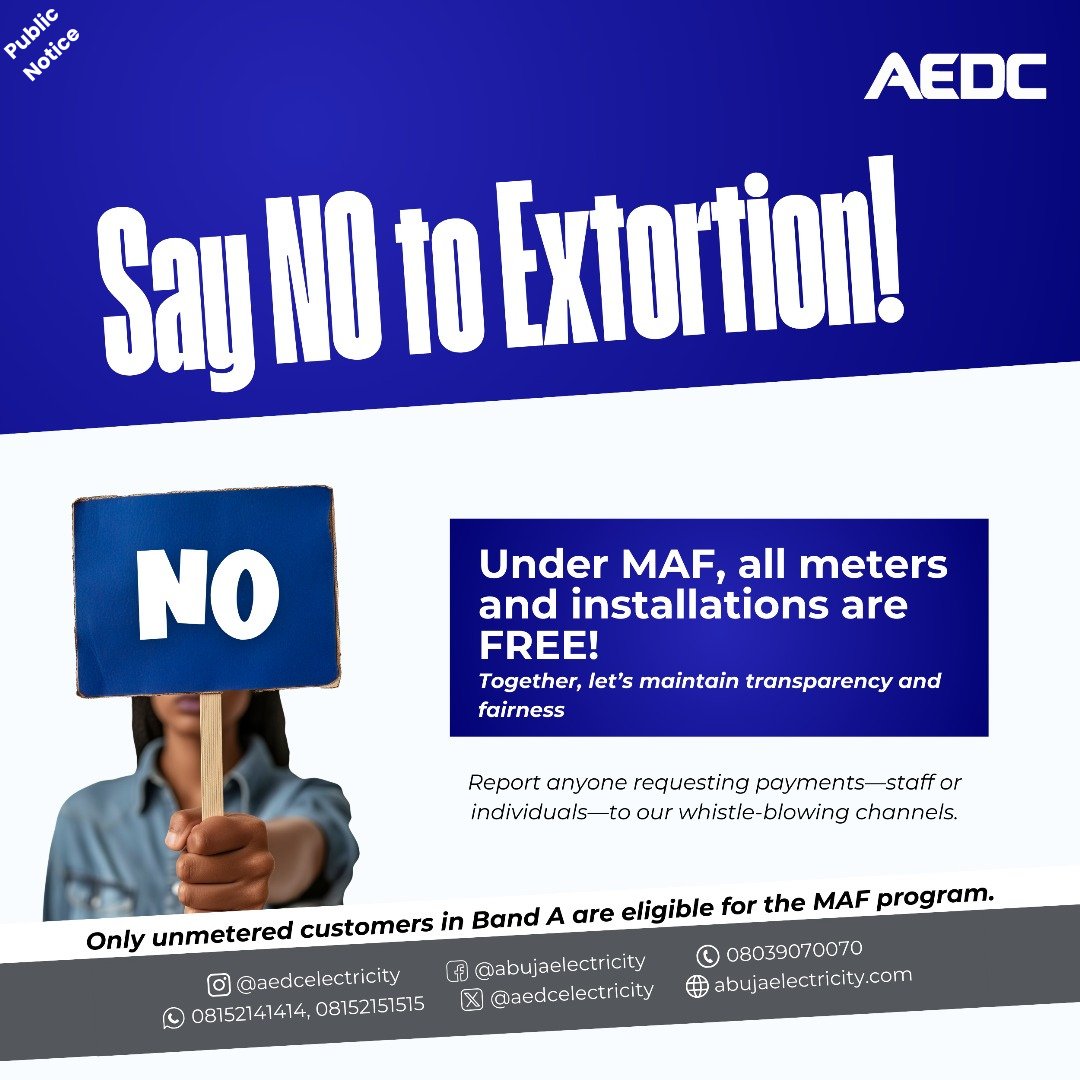 aedcelectricity's tweet photo. The Meter Acquisition Fund (MAF) is 100% FREE for eligible customers.
Do NOT pay anyone!
#GetMeteredWithMAF
#FreeMeter
#PowerofCommitment https://t.co/ERpJrDuR8L