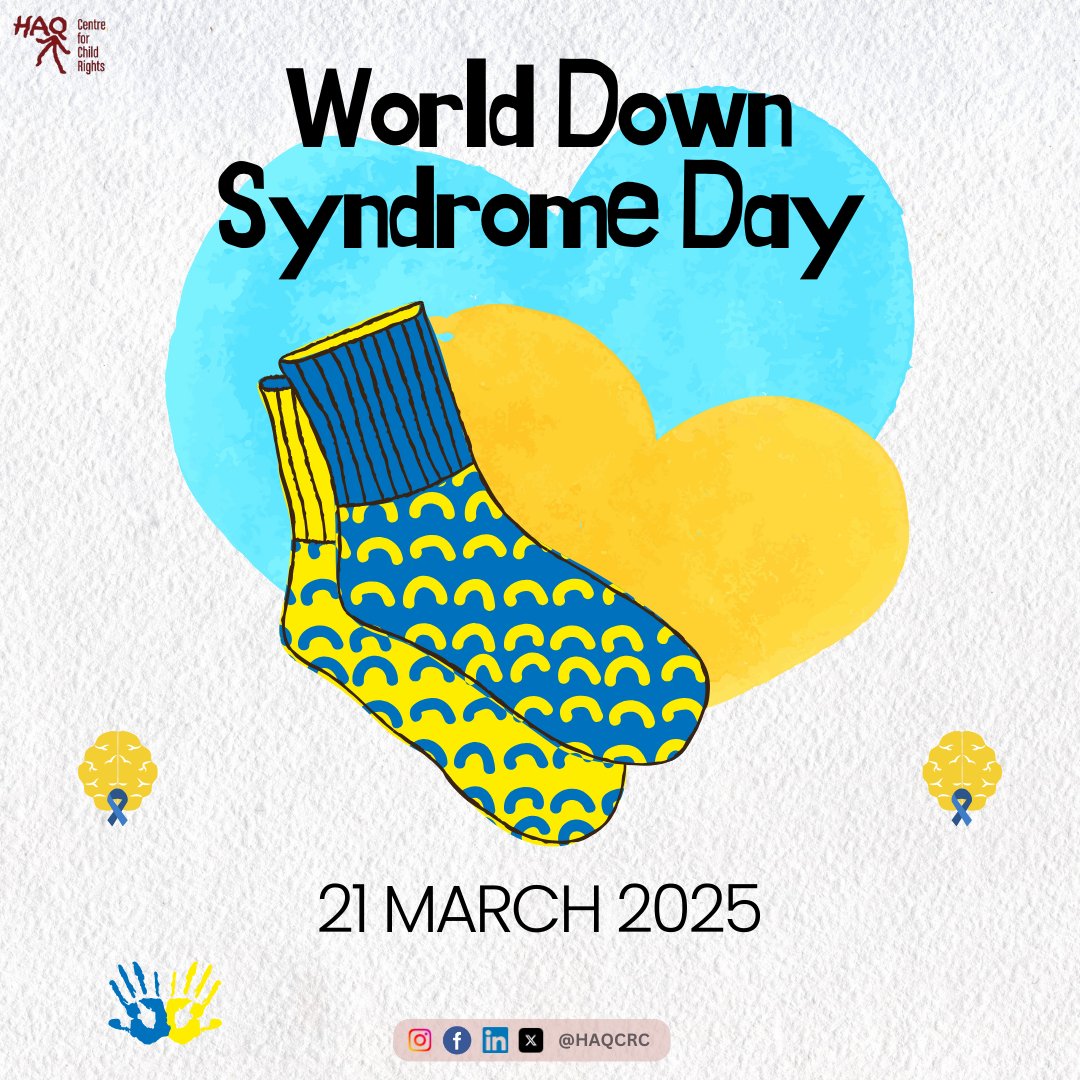 Today, on World Down Syndrome Day, let's stand together to promote awareness, acceptance, and inclusion for individuals with Down syndrome. Children with Down syndrome have the right to dignity, education, and protection from discrimination. 
#WorldDownSyndromeDay #HAQCRC