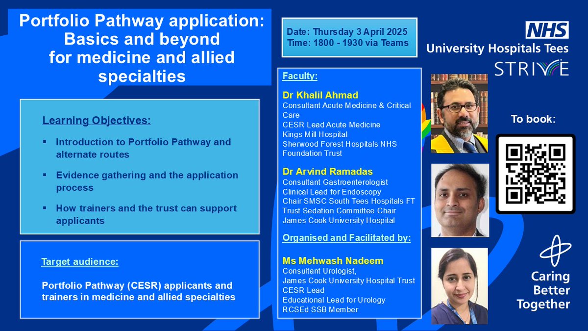 STRIVEPostgrad (@steespged) on Twitter photo Free webinar for Portfolio Pathway applicants and trainers in Medicine and Allied specialties. Book now: tiny.cc/portfoliopathw……
<a href="/Mehwash_Nadeem/">Mehwash Nadeem</a>
<a href="/SouthTees/">South Tees Hospitals</a>
#Medicaleducation #CESR #PortfolioPathway #GMCSpecialistregistration Free webinar for Portfolio Pathway applicants and trainers in Medicine and Allied specialties. Book now: tiny.cc/portfoliopathw……
<a href="/Mehwash_Nadeem/">Mehwash Nadeem</a>
<a href="/SouthTees/">South Tees Hospitals</a>
#Medicaleducation #CESR #PortfolioPathway #GMCSpecialistregistration