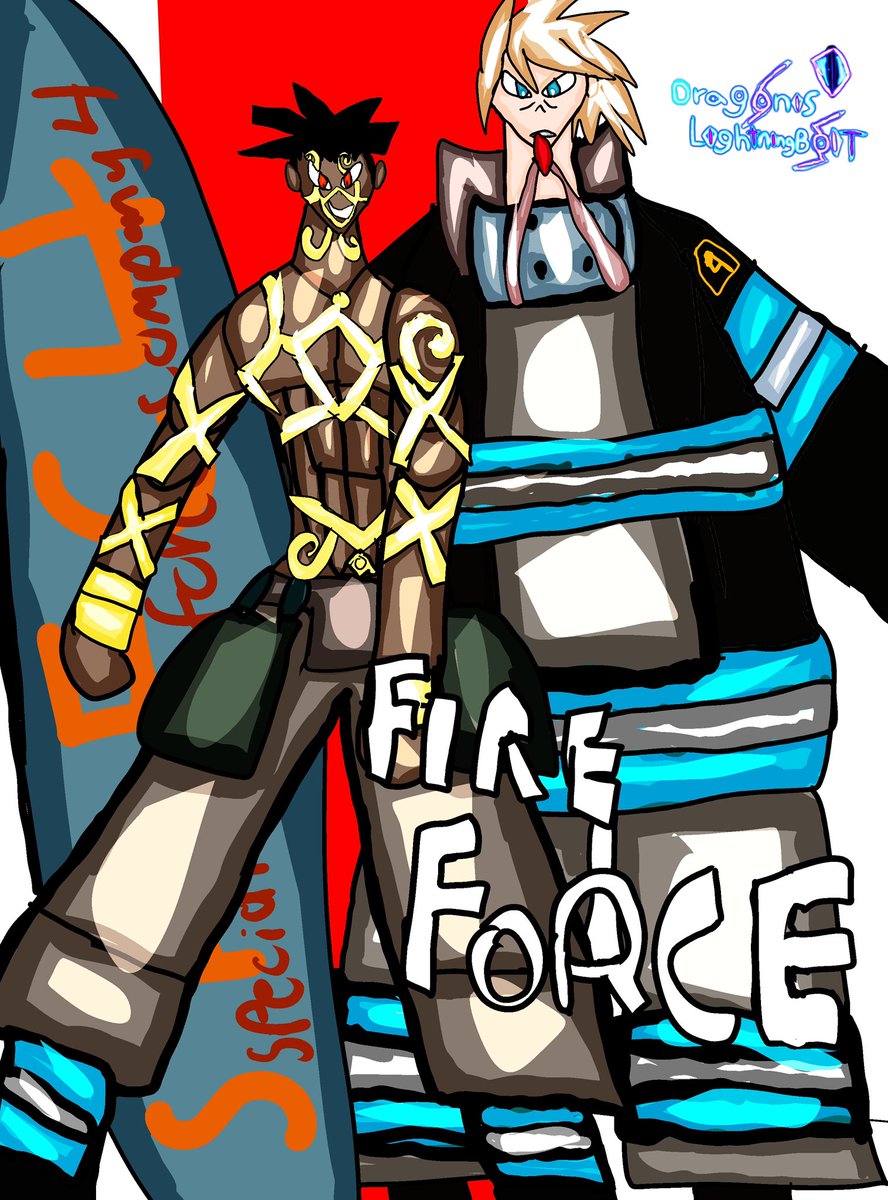 DragonisStrike's tweet photo. My entry for the ##FireForceMuseum collab hosted by @The_Backup_Ant_ thanks again for allowing to take part in this awesome collab!!!
I had a fun yet challenging time drawing this one!!!! Ogun’s power markings were hard to draw, but I go it done!!!! https://t.co/IWR0l1pxNP