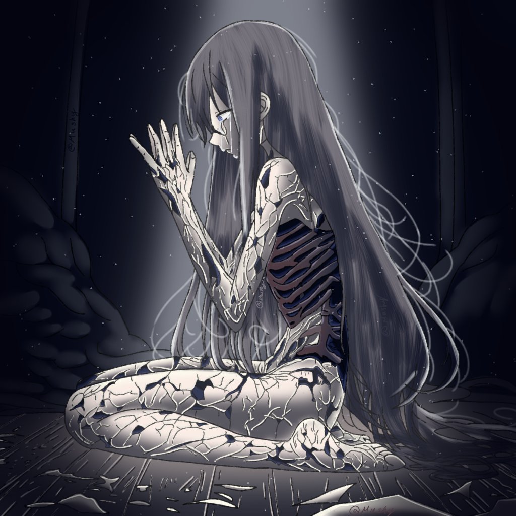 MushyLadyDraws's tweet photo. I wanted to try making an actual background for once, so here yall go. Broken porcelain! (I need more art moots-) 
#art #ArtistOnTwitter #ArtistOnX #artwork #artmoots https://t.co/uGI305KfG6