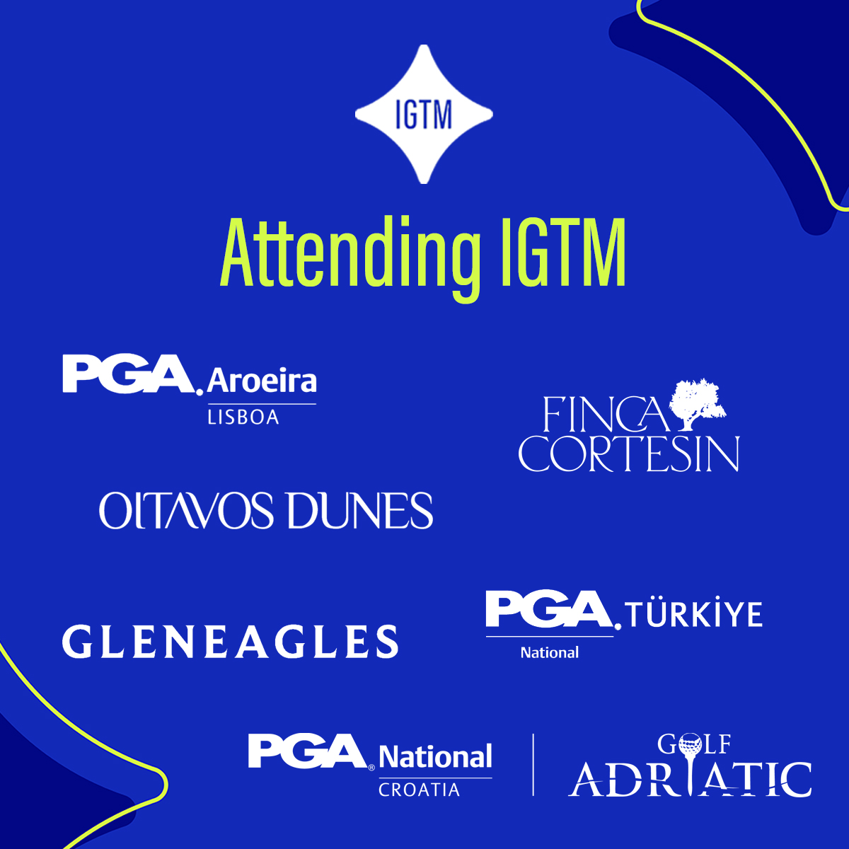 Attend this year's conference... 🤩

It's been a busy start to the year as we start to piece together this year's IGTM in Cannes.

Want to attend IGTM this year? Head to our website to find out more and to enquire.

igtmarket.com

#GolfTogether