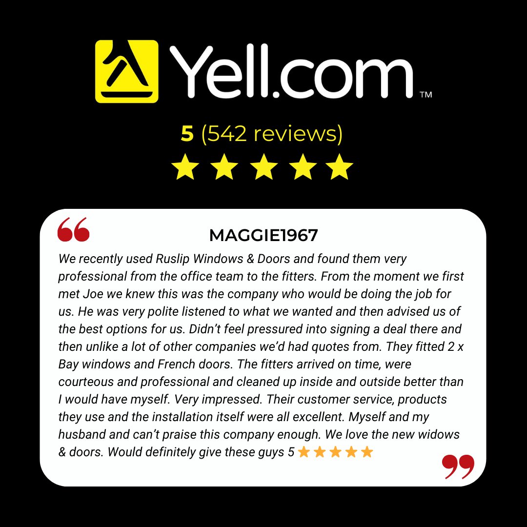 #5starreview⭐️⭐️⭐️⭐️⭐️
Just posted on Yell - thank you Maggie! What a fantastic way to end another busy week!

#happycustomers❤️ #customersatisfaction #lookingafteryou #localbusiness #Doubleglazing #newwindows #newdoors #styleupgrade #ModernLiving #FridayFeeling #FF