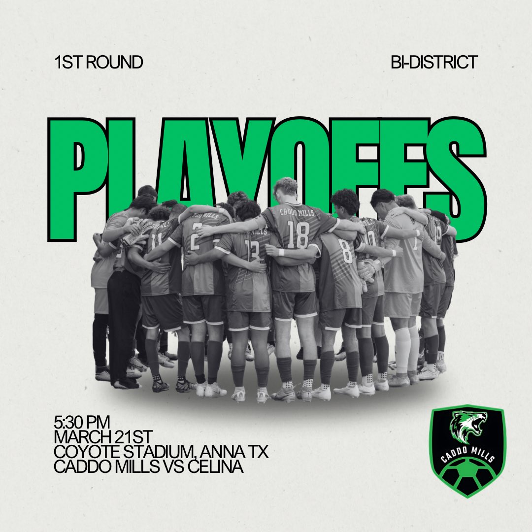 Caddo Mills Soccer (@cmhsfoxsoccer) on Twitter photo 🚨Playoff Game Day🚨
🟢 Caddo Mills Foxes
🆚 Celina Bobcats
⏰ Varsity at 5:30 PM
🏟 Coyote Stadium
📍 Anna, TX
🎟️ gocoyoteu.com/HTtickets
📸 Ashley Howland Photography
<a href="/KodiCrane/">Kodi Crane</a> <a href="/luke__allison/">Luke Allison</a> <a href="/LethalSoccer/">Coach Duque</a> <a href="/CaddoClub/">Caddo Mills Athletic Booster Club</a> <a href="/CaddoMillsHS/">Caddo Mills HS</a> <a href="/50_50Pod/">The 50/50 Podcast ⚽️🎙</a> 🚨Playoff Game Day🚨
🟢 Caddo Mills Foxes
🆚 Celina Bobcats
⏰ Varsity at 5:30 PM
🏟 Coyote Stadium
📍 Anna, TX
🎟️ gocoyoteu.com/HTtickets
📸 Ashley Howland Photography
<a href="/KodiCrane/">Kodi Crane</a> <a href="/luke__allison/">Luke Allison</a> <a href="/LethalSoccer/">Coach Duque</a> <a href="/CaddoClub/">Caddo Mills Athletic Booster Club</a> <a href="/CaddoMillsHS/">Caddo Mills HS</a> <a href="/50_50Pod/">The 50/50 Podcast ⚽️🎙</a>