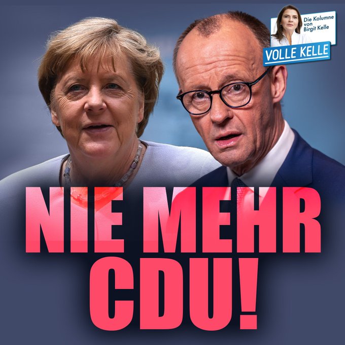 Birgit_Kelle's tweet photo. Selten so viel persönliche und berührende Resonanz auf eine Kolume bekommen wie heute bereits den ganzen Vormittag eintrifft: "Als ich heute morgen Ihre Kolumne ("Nie mehr CDU!") las, kamen mir die Tränen, weil Sie mir aus tiefstem Herzen sprechen, und aus Frustration darüber, was diese Leute aus unserem Land machen". "Ich unterschreibe jeden Satz. Jeden!" "Ihr Beitrag „Nie mehr CDU“ spricht mir aus dem Herzen. Seit 32 Jahren bin ich Mitglied der CSU und auch ich habe heuer zum ersten Mal meine Stimme nicht der Union gegeben." "Sie sind nicht allein. Ich teile völlig Ihre Beurteilungen" usw. 
Die @CDU sollte nicht glauben, dass ihre ehemaligen Wähler das schnell wieder vergessen. Es ist eine Grenze überschritten worden, ihre Glaubwürdigkeit ist radikal zerstört unter ihren treusten Stammwählern. https://t.co/l7rjyB0v80