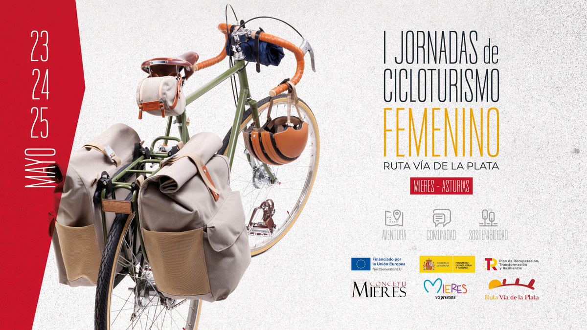 🚴‍♀️ ¿Eres mujer, te gusta ir en bici, o te apetece comenzar a disfrutar de las dos ruedas? 
📆 Del 23 al 25 de mayo tienes una cita Mieres. Ayuntamiento de Mieres
  #rodamosenbici #RutaViaPlata #cicloturismo #cicloviajeras #mujerescicloviajeras
Más info:
rutadelaplata.com/i-jornadas-de-…