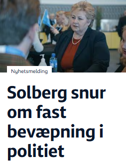 Hvorfor har det blitt sånn at politiet må få fast bevæpning, Erna?

Nordmenn har ikke blitt farligere de siste 30 årene, så hvorfor?

Det er poltikken som AP, Høyre, SV, Venstre, Rødt og Mdg som er årsaken.

Hvorfor importerer dere vold, ran og voldtekt til Norge?