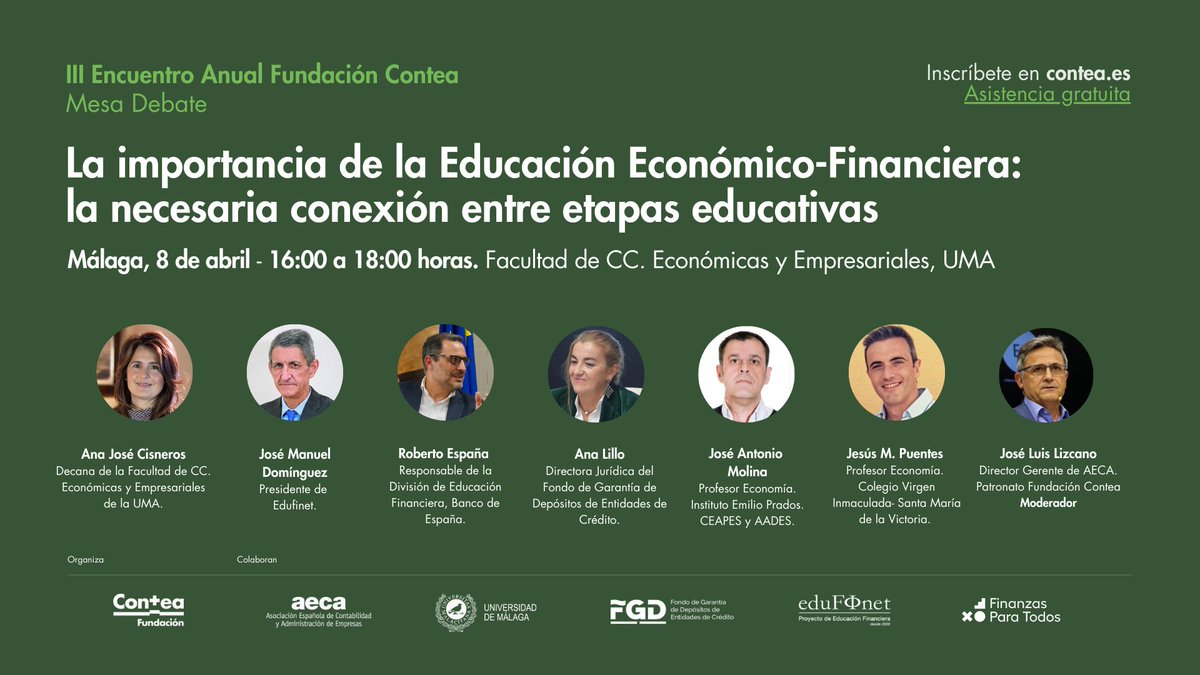 🎓 «𝗟𝗮 𝗶𝗺𝗽𝗼𝗿𝘁𝗮𝗻𝗰𝗶𝗮 𝗱𝗲 𝗹𝗮 𝗘𝗱𝘂𝗰𝗮𝗰𝗶𝗼́𝗻 𝗘𝗰𝗼𝗻𝗼́𝗺𝗶𝗰𝗼-𝗙𝗶𝗻𝗮𝗻𝗰𝗶𝗲𝗿𝗮: 𝗹𝗮 𝗻𝗲𝗰𝗲𝘀𝗮𝗿𝗶𝗮 𝗰𝗼𝗻𝗲𝘅𝗶𝗼́𝗻 𝗲𝗻𝘁𝗿𝗲 𝗲𝘁𝗮𝗽𝗮𝘀 𝗲𝗱𝘂𝗰𝗮𝘁𝗶𝘃𝗮𝘀»

 📍 Málaga, 8 de abril

➡contea.es/evento-importa…