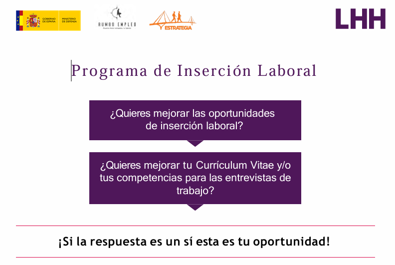 El Ministerio de Defensa facilita la inserción laboral en el sector civil del personal militar que desea emprender una trayectoria alternativa, con la colaboración de la empresa especializada LHH.
En el teléfono 639 463 082 os atenderán.
Más info:
defensa.gob.es/sapromil/notic…