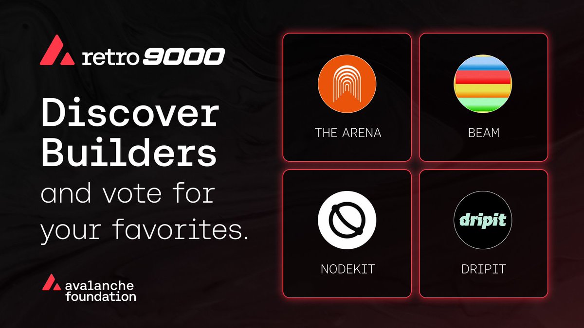 🔺 Discover Builders

Retro9000 offers up to $40M in funding to those building Avalanche L1s (Layer 1) and developer-related tooling.

With 150+ builders involved, let’s dive into some of the innovative teams making an impact 👇