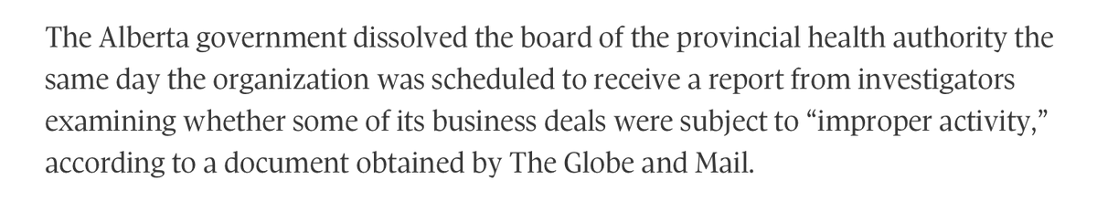 AndieWinnipeg's tweet photo. Massive Friday bomb in the Alberta health care scandal. 

The Alberta Government dissolved the board at AHS the same day they were scheduled to receive the report from investigators looking at improper business deals. 

There is more- https://t.co/llZzfDTXBg