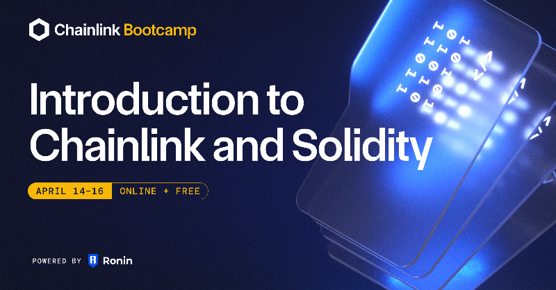 chainlink's tweet photo. Devs: Curious about crypto but not sure how to apply your JS skills? 
Enter: The Chainlink Bootcamp.

📚 Learn how to build a blockchain app using Solidity and Chainlink
🖥️ Deploy three different types of tokens 
⚙️ Get live support from expert devs
📅 April 14-16 (2 hrs/day)